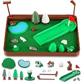Teyva Daily Mini Golf Zen Garden Desk Toy with Putting Green Ball Frog Pond | Desktop Stress Relief Gift, Includes Sand Rake Tweezers Trees, For Enthusiasts Office Home, Putting Practice Decor