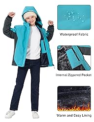 MoFiz Girls Ski Jacket Waterproof Fleece Lined