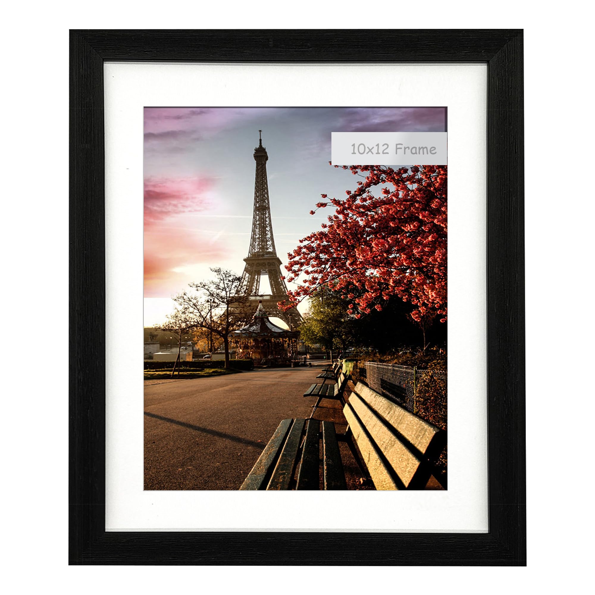 10x12 (25.4 * 30.5cm) Photo Frame Gallery Picture frame with 8x10 mat,Freestanding and Wall Mountable,Black — image 1
