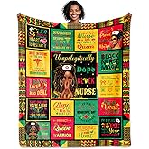 PZLSIEU Nurse Gifts for Women, Afro American Nurse Blanket 60"x50", Nurses Week Gifts, Nursing Appreciation Birthday Graduation Retirement Christmas Practitioner RN LPN Gift, Nursing Student Gift