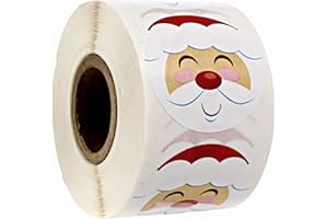 SBLABELS Jolly Santa Stickers / 500 Happy Saint Nick Christmas Label Roll / 1.5" Santa Claus Face Label/Winter Holiday Envelope Seals/Made in The USA