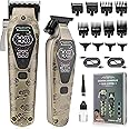 Karrte Professional Hair Clippers for Men Beard Trimmer Clippers Set Cordless Hair Cutting Grooming Haircut Kit with T-Blade Barber Starter Kit Rechargeable Adjustable LED Display