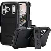 Pelican Voyager iPhone 17 Pro Case [Compatible with MagSafe] Rugged Phone Case w/ 24ft Military-Grade Drop Protection - Heavy Duty Phone Cover w/Belt Clip Holster for iPhone 17 Pro - Black