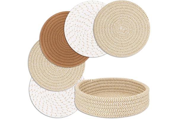 Trivets for Hot Dishes, Trivets for Hot Pots and Pans, Heat Resistant Hot Pads with Storage Basket, Pot Holders for Kitchen,