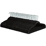 Amazon Basics Slim, Velvet, Non-Slip Suit Clothes Hangers, Black/Silver - Pack of 100