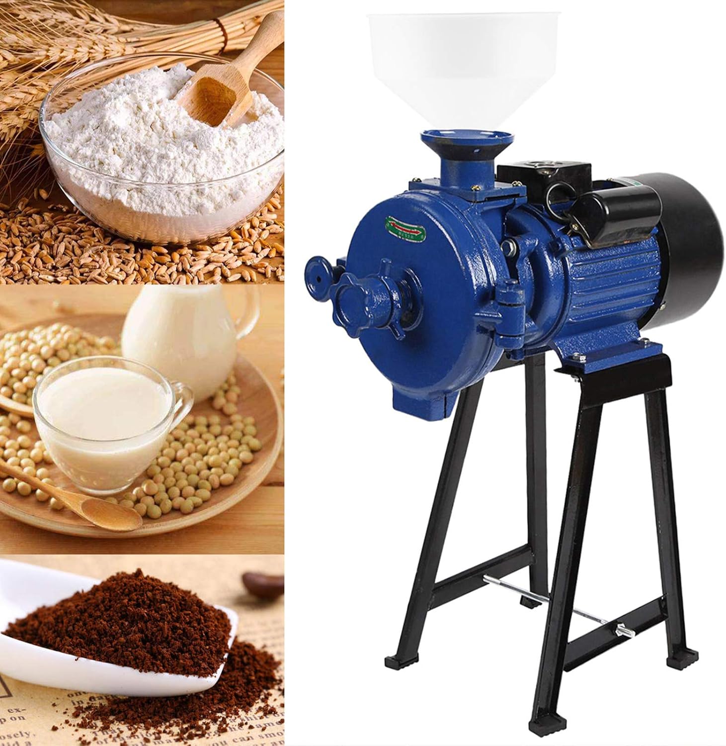 BEAMNOVA 1500W Grain Mill Molino de Maiz Electric Dry Wet Food Grinder for Tacos Corn Flour Rice Nut Commercial Industrial Grinding Machine (Blue)