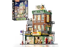 LUMIBRICKS Record Store Lighting Building Bricks Set - Street Fusion City Town Audio Shop Multi-Form Modular Collection Kit 1