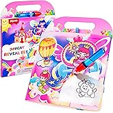 JoyCat Unicorn Water Coloring Book for Toddlers, Reusable 13 Painting Pages with Water Pen for No Mess Drawing Activity, Take-Along Color-Reveal Set, Travel Toy, Gift for Boys Girls