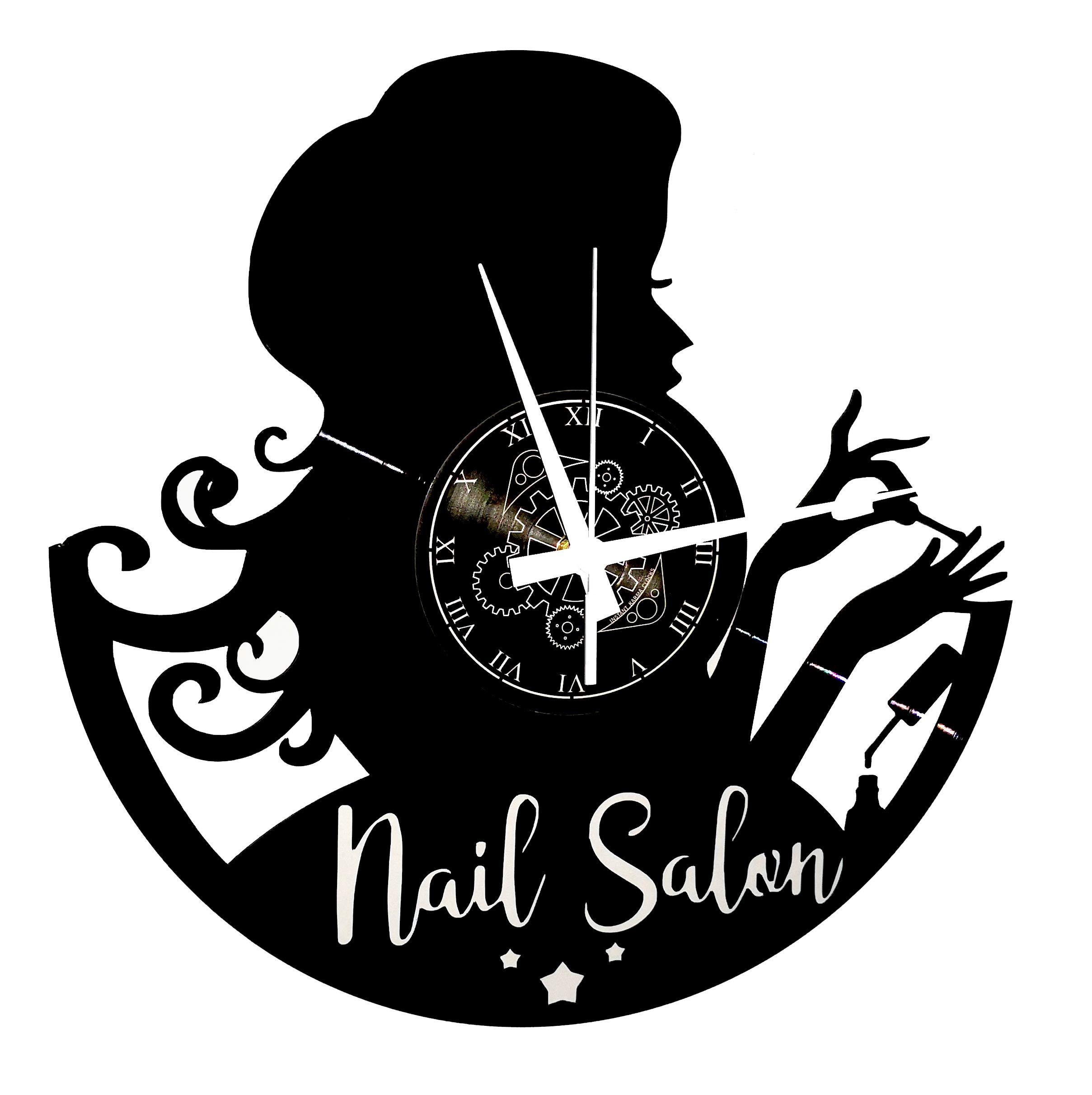 Instant Karma Clocks | Nail Salon Wall Clock for Beauty Professionals – Silent No-Ticking – Perfect for Bedroom, Office, Studio, Kitchen, Living Room | Modern Design Unique Decoration