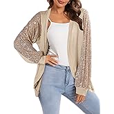 Sequin Cardigans for Women Sparkly New Year Tops Open Front Outerwear Coat Shimmer Glitter Loose Jackets