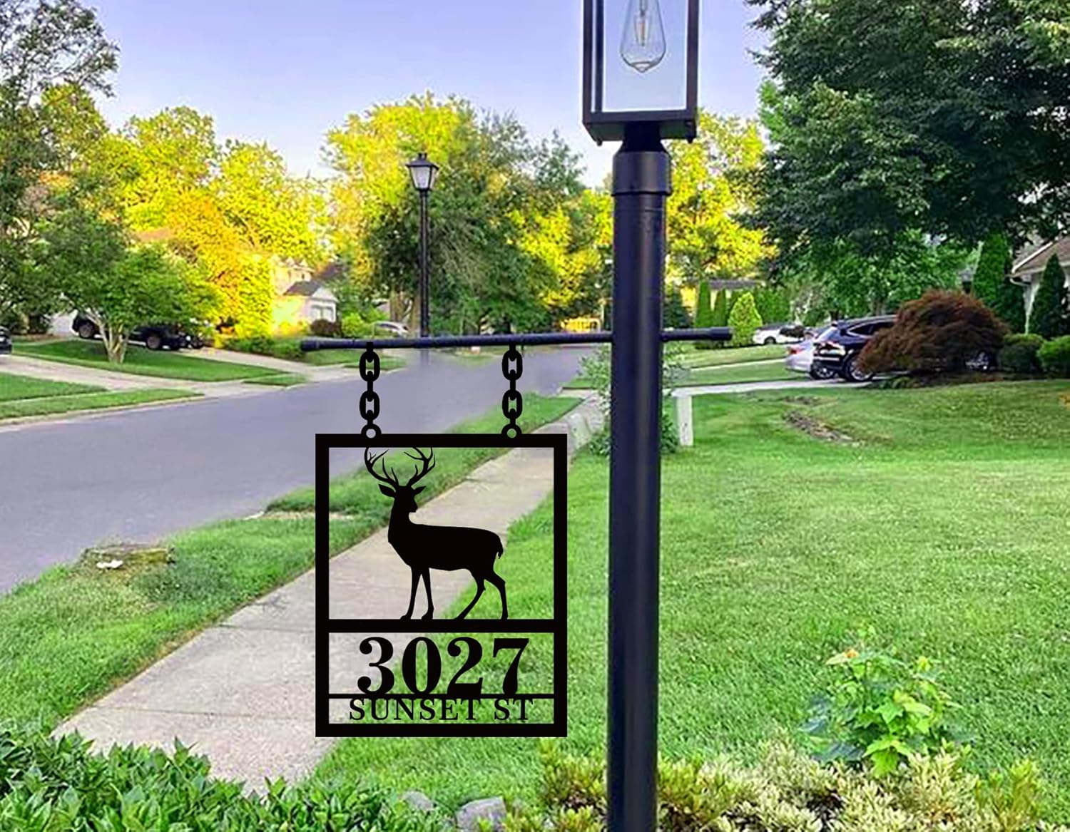 Plaques & Wall Art - Custom Hanging Address Sign, Yard Address Signs for Lawn, Modern Address Plaque, Hanging Lamp Post Address Plaque with Street Name, Metal Address Sign for Yard, Hanging Mailbox Numbers Plaque