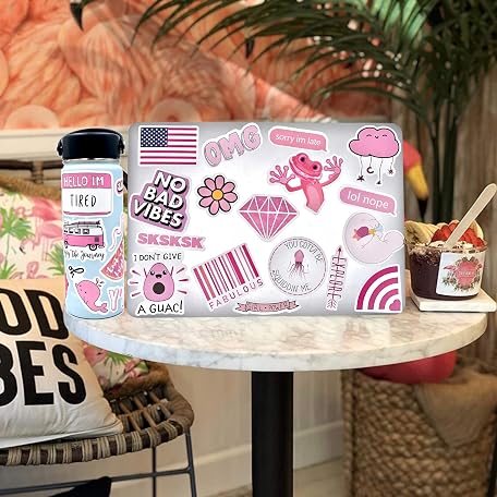 Pink Sticker Pack Mua 100pcs Preppy Pink Cute Vinyl Aesthetic Water Bottle Stickers ...