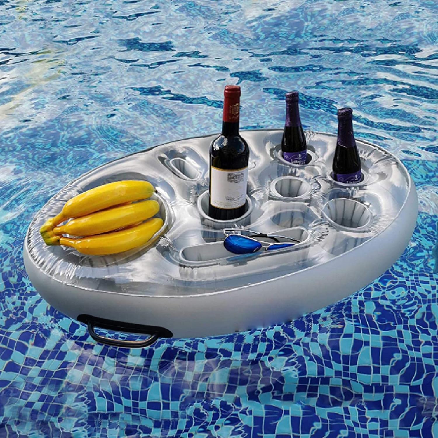 YYDS Inflatable Floating Drink Holder, Dia 28 Inch 8-Cavity Floating Pool Food Tray, Inflatable Pool Drinking Beverage Cooler Serving Bar for Summer Outdoor Water Play