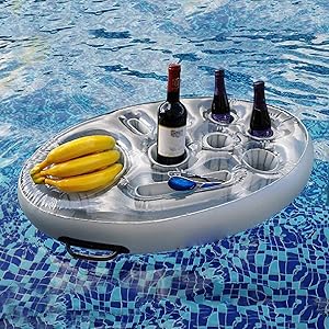 YYDS Inflatable Floating Drink Holder, Dia 28 Inch 8-Cavity Floating Pool Food Tray, Inflatable Pool Drinking Beverage Cooler Serving Bar for Summer Outdoor Water Play