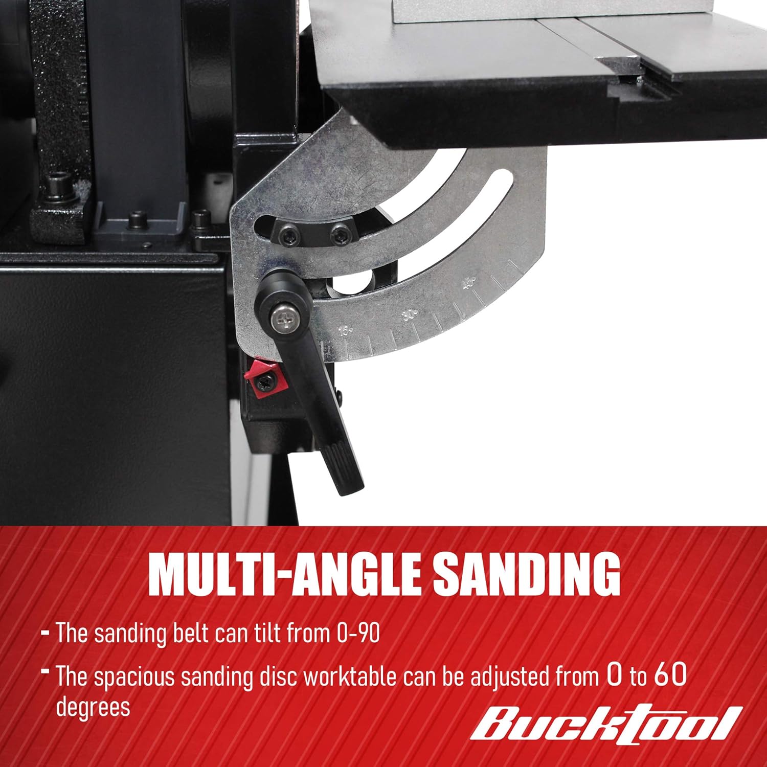 BUCKTOOL Powerful Bench Belt Sander for Wood Working 6 in. x 48 in. Belt and 10 in. Disc Sander with 1.5 HP Motor and Movable Stand, BD61000 - - 