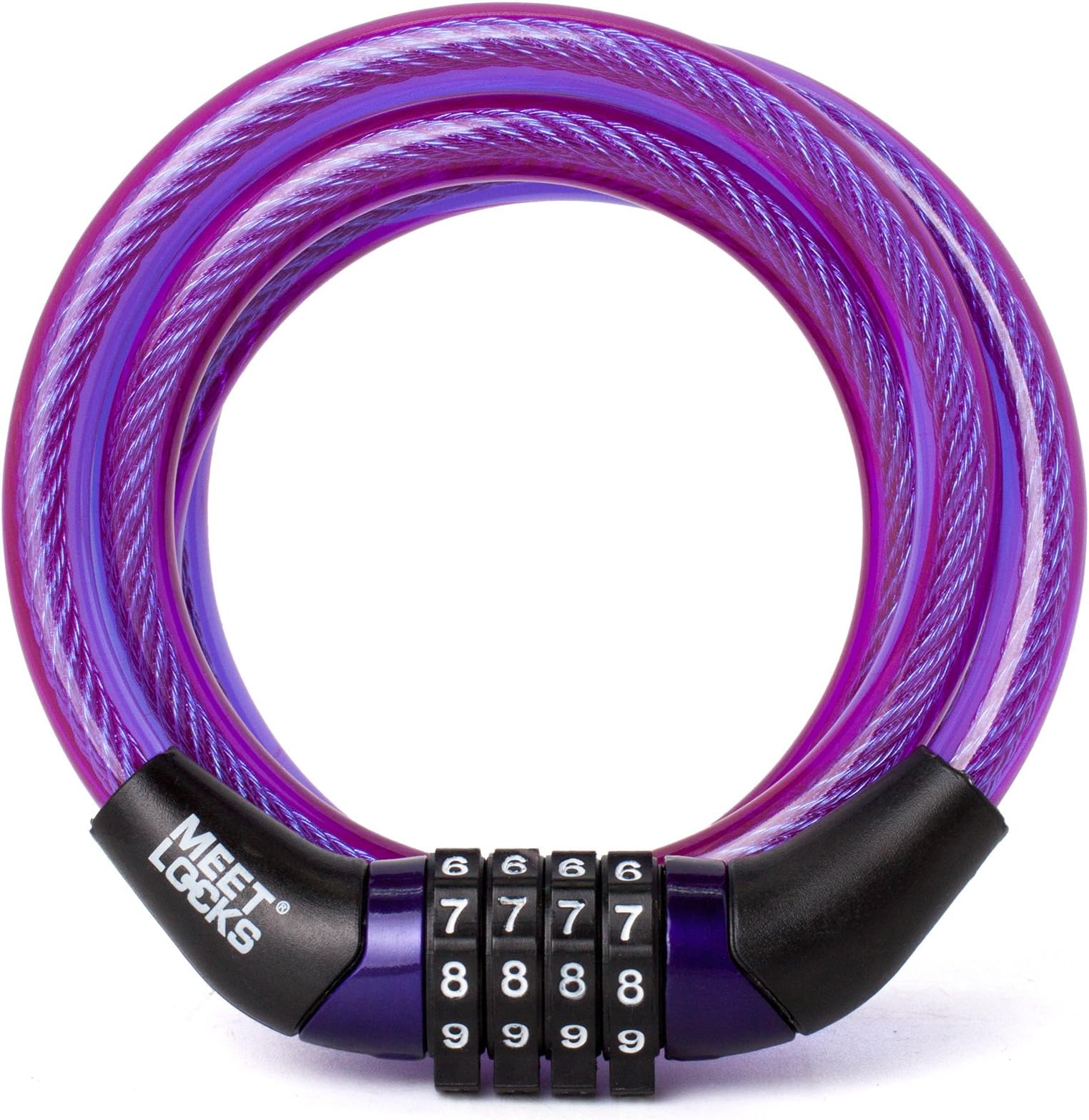 MEETLOCKS Coiled Combination Cable Lock For Bike, Suitcase, Locker, Dia.6x1200mm(L) 8x1200mm(L) With Code Tag,Code Can't Change