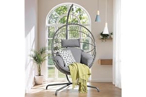 Noliven Egg Chair, Swing Egg Chair with Stand, Removable Pillow and Cushion, Foldable, 400lbs Capacity, Garden Living Room Be