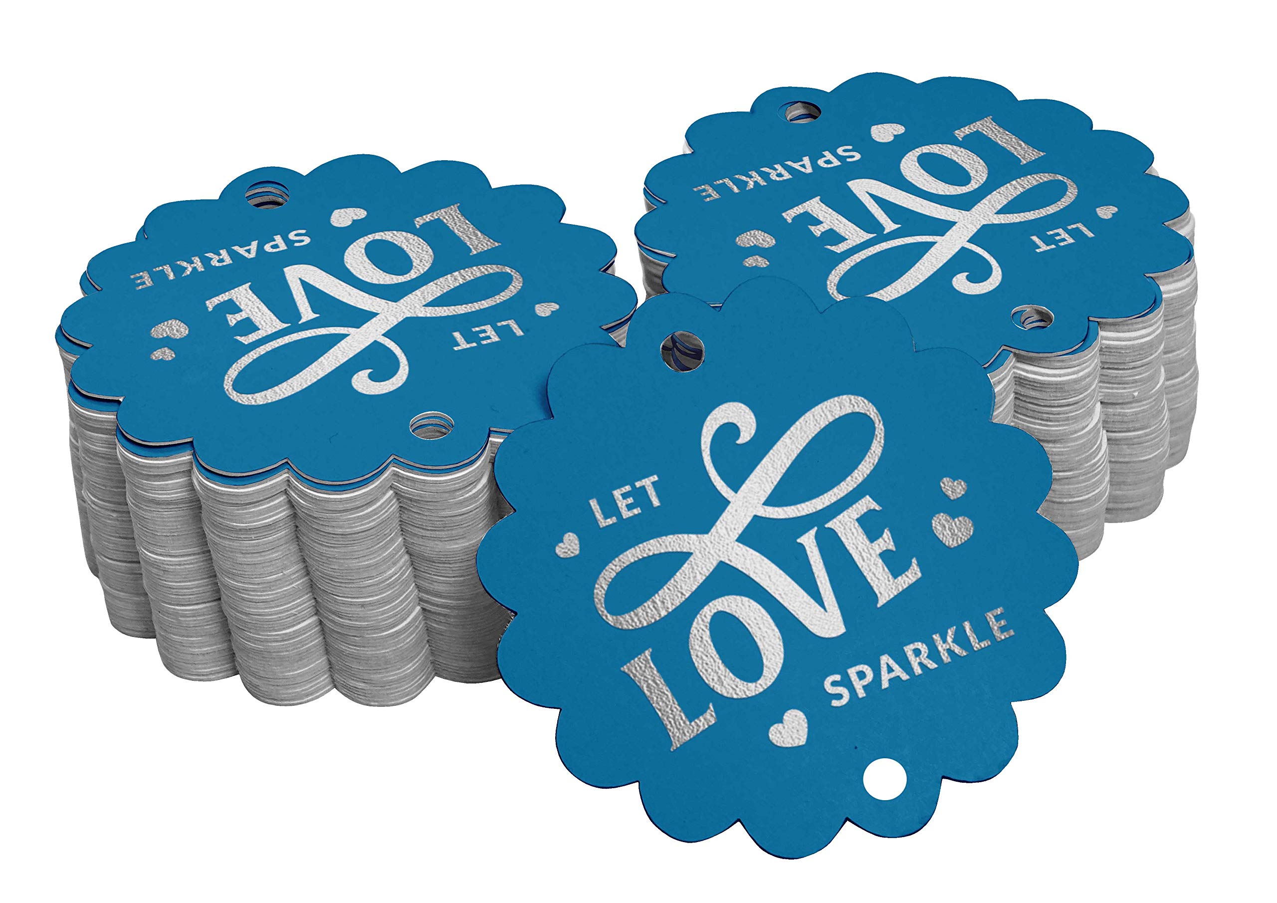 Inkdotpot Silver Foil Paper Hang Tags Let Love Sparkle Wedding Favor Tags 50 Pieces