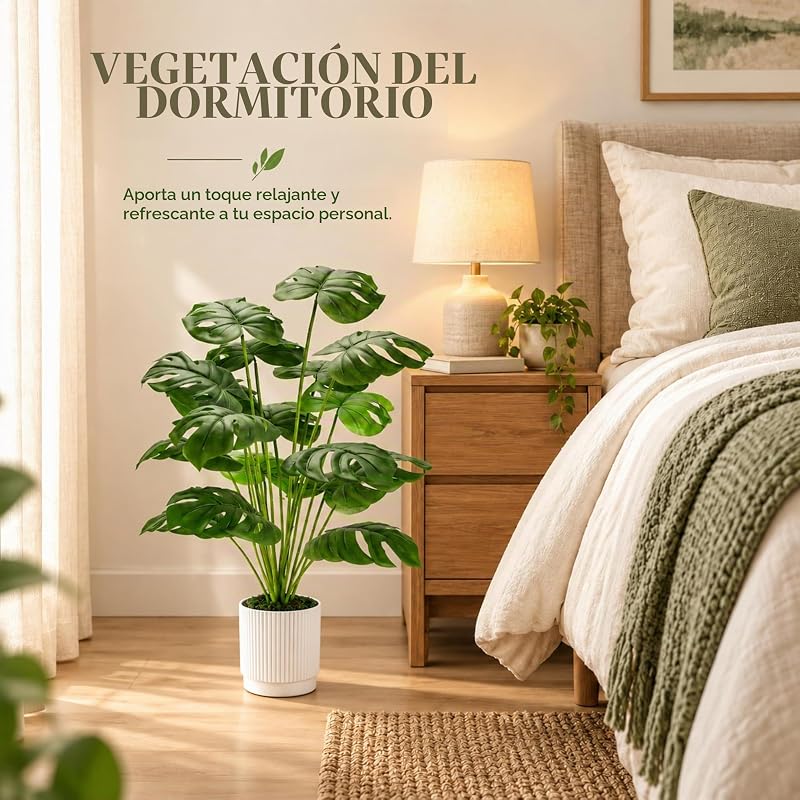 Plantas Artificiales Grandes de 28 Pulgadas, Plantas Artificiales en Maceta de Monstera para Interiores y Exteriores, Sala de Estar, casa, Suelo, Porche Delantero, decoración de árbol — foto 8 de 8