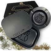 Treehouse Rolling Tray Set with Magnetic Lid &ndash; Upgraded Strong Magnetic Lid (New Mold Design), Fully Coated Metal (No Rust), Spill-Resistant Travel Size (7&rdquo;x5.5) Tray Set with Ashtray