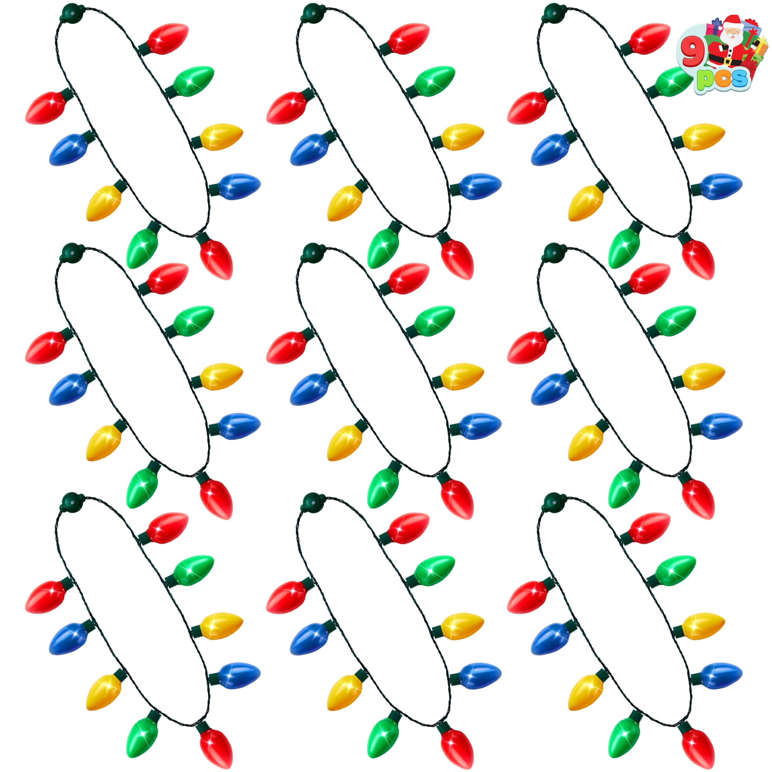 JOYIN 9 Piece Christmas Light Up Led 9 Bulbs Necklaces for Christmas Party Favor Supplies Accessories โ image 1