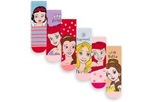 Disney Princess Girls 6 Pack Socks | Kids Multicoloured Character Socks | Sock Set Bundle Movie Merchandise Gift