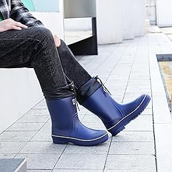 Rain Boots for Men, Waterproof Warm Rubber Boots