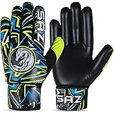 SAZ Soccer Goalie Gloves, Football Goalkeeper Gloves for Boys, Kids Children Youth Soccer Goalie Gloves with 4mm Latex Super Grip Palms