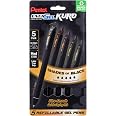 Pentel EnerGel Kuro Gel Pens – Shades Of Black – 0.7mm Needle Tip – 5 Pack (BL437PF5MA)