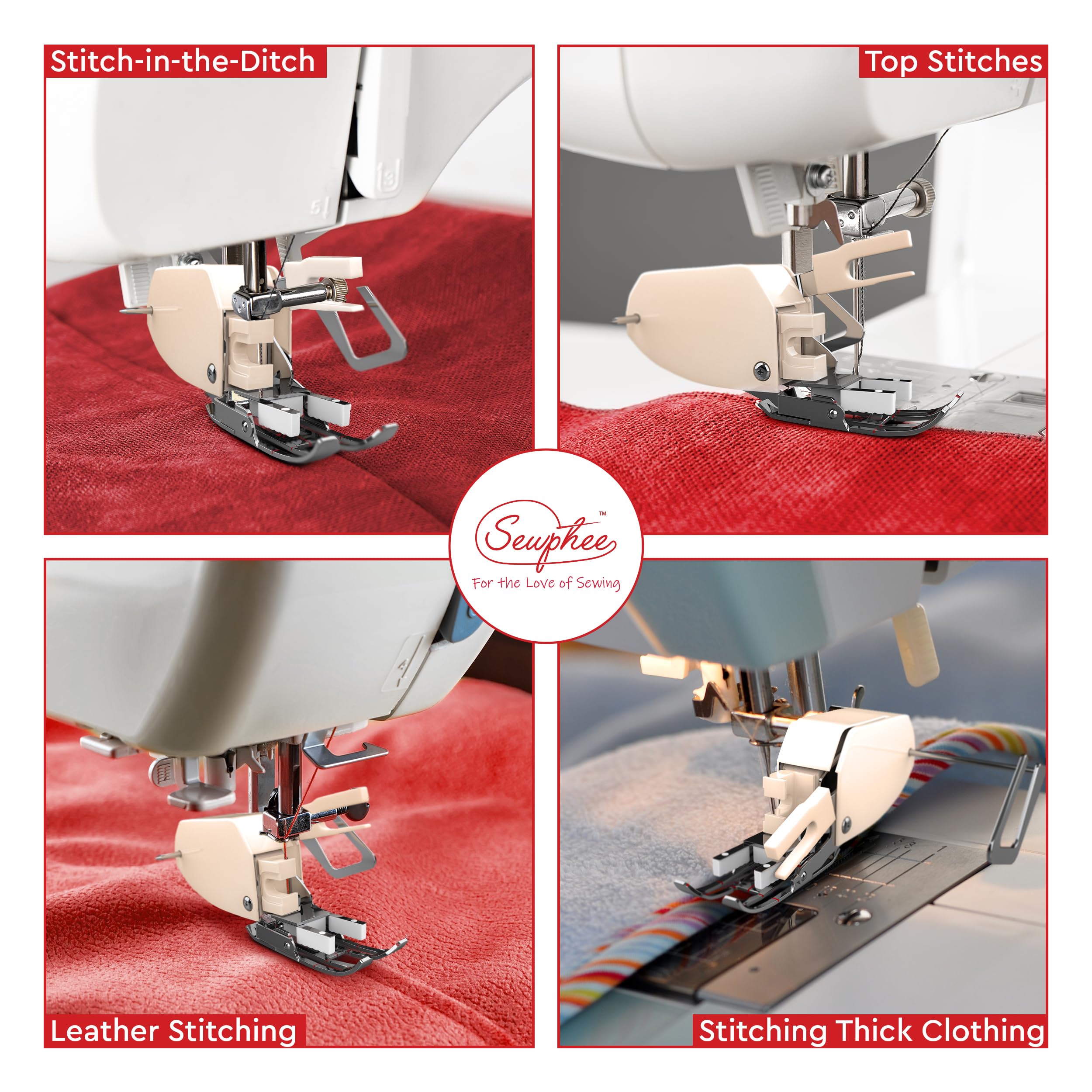 Open Toe Walking Foot with Guide Compatible Brother Sewing Machine – Fits Most 7mm Low Shank Walking Foot Sewing Machine - Plus Bonus 1/4 Inch Quilting Feet