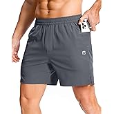 GGJ Men's Lightweight Athletic Shorts with Zipper Pockets 7"/5"/9" Gym Workout Running Quick Dry Tennis Shorts for Men