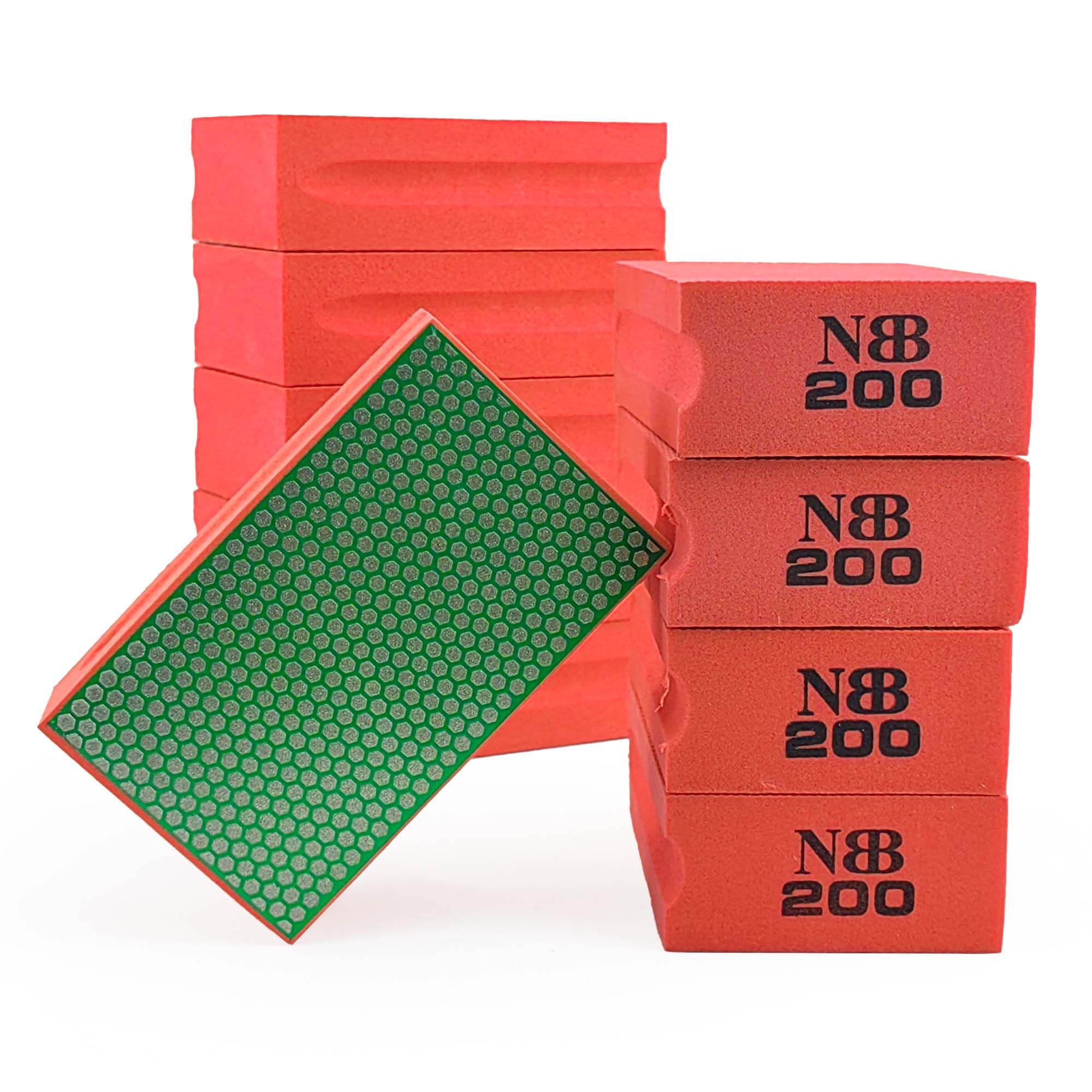 NBB Diamond Sanding/Polishing Pad Diamond Hand Buffing Pad Sanding Block with Foam Sponge Backing for Buffing and Grinding Sharp Edges and Plane of Granite Marble Stone Glass Ceramic (10, 200#H)