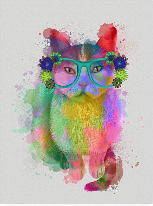 Amazon Com Trademark Fine Art Wag15823 C2432gg Cat Rainbow Splash