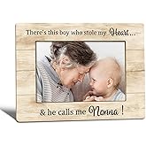 WTOGQ Grandma Picture Frame, Nonna Gifts, Nana Gifts from Grandkids, Grandma Photo Frame 4x6, There's This Boy Who Stole My Heart He Calls Me Nonna Wooden Photo Picture Frames for Desk Tabletop Decor