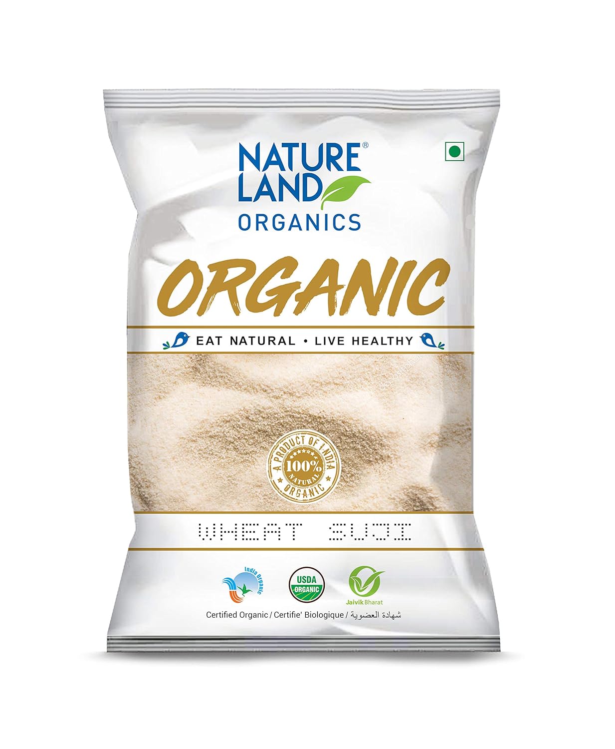 Natureland Organics Wheat Suji / Sooji 500 Gm (Pack of 5) Organic