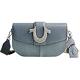 True Religion womens True Religion Saddle Bag, Women's Denim and Faux Leather Crossbody Purse With Adjustable Shoulder Strap