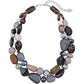 Bocar Chunky Necklaces for Women Trendy, 2 Layer Statement Necklace Fashion Collar Necklace, Handmade Costume Jewelry Women Gifts