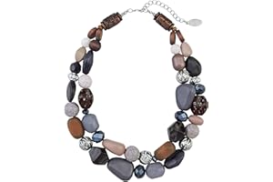 Bocar Chunky Necklaces for Women Trendy, 2 Layer Statement Necklace Fashion Collar Necklace, Handmade Costume Jewelry Women G