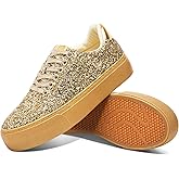 Jeekopeg Glitter Platform Sneakers Women Casual Sequin Sparkly Shoes Bling Thick Sole Walking Shoes Shiny Sequin Wedding Sneakers for Lady