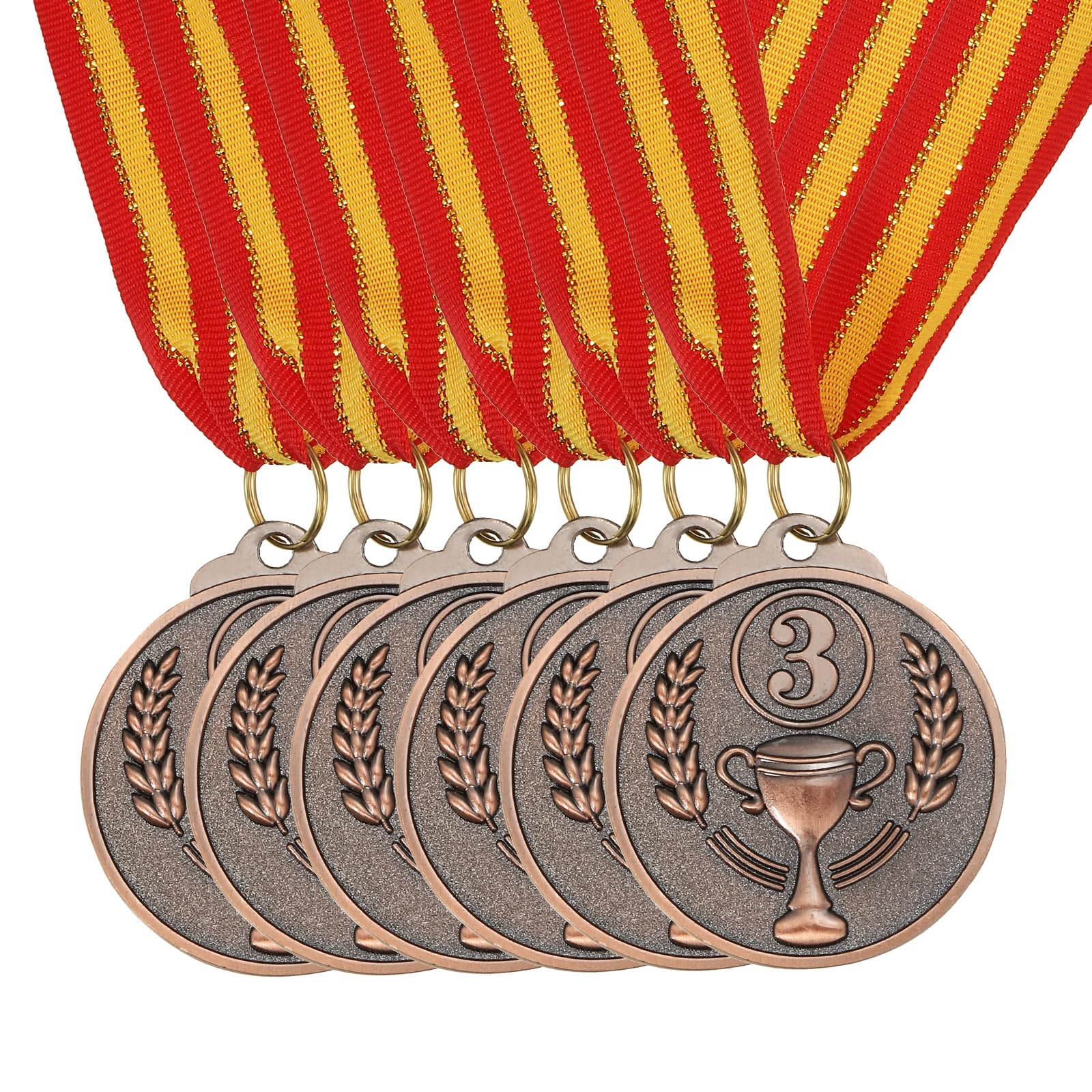 PATIKIL 2 Inch Bronze Award Metals, 6 Pieces Style Award Medals 3rd Prize with Neck Ribbon for Games Sports Competitions