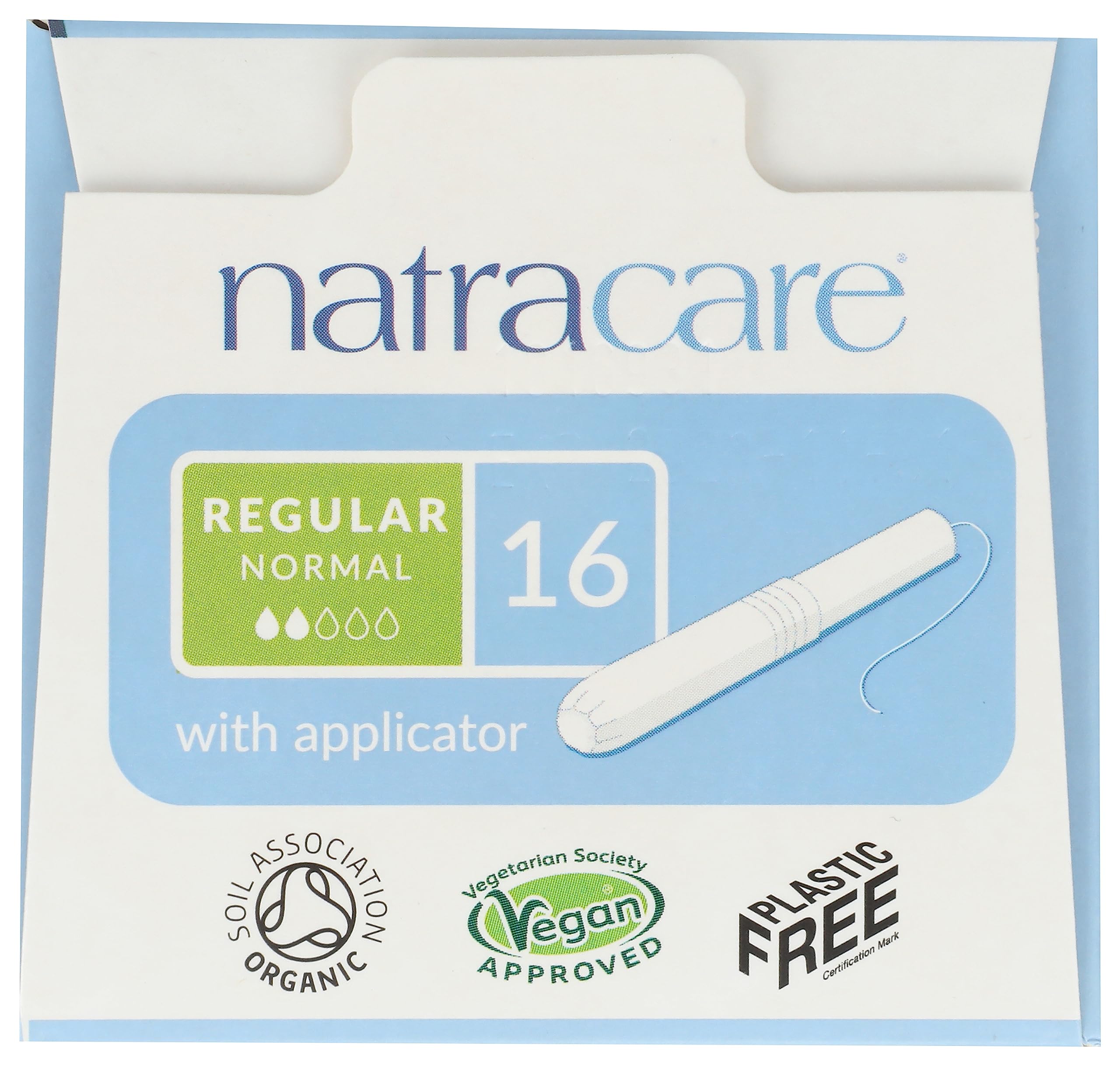 natracare Organic Cotton Regular Tampons with Cardboard Applicator, Plastic Free, Chlorine Free, Biodegradable 100% Cotton (1 Pack, 16 Tampons Total)