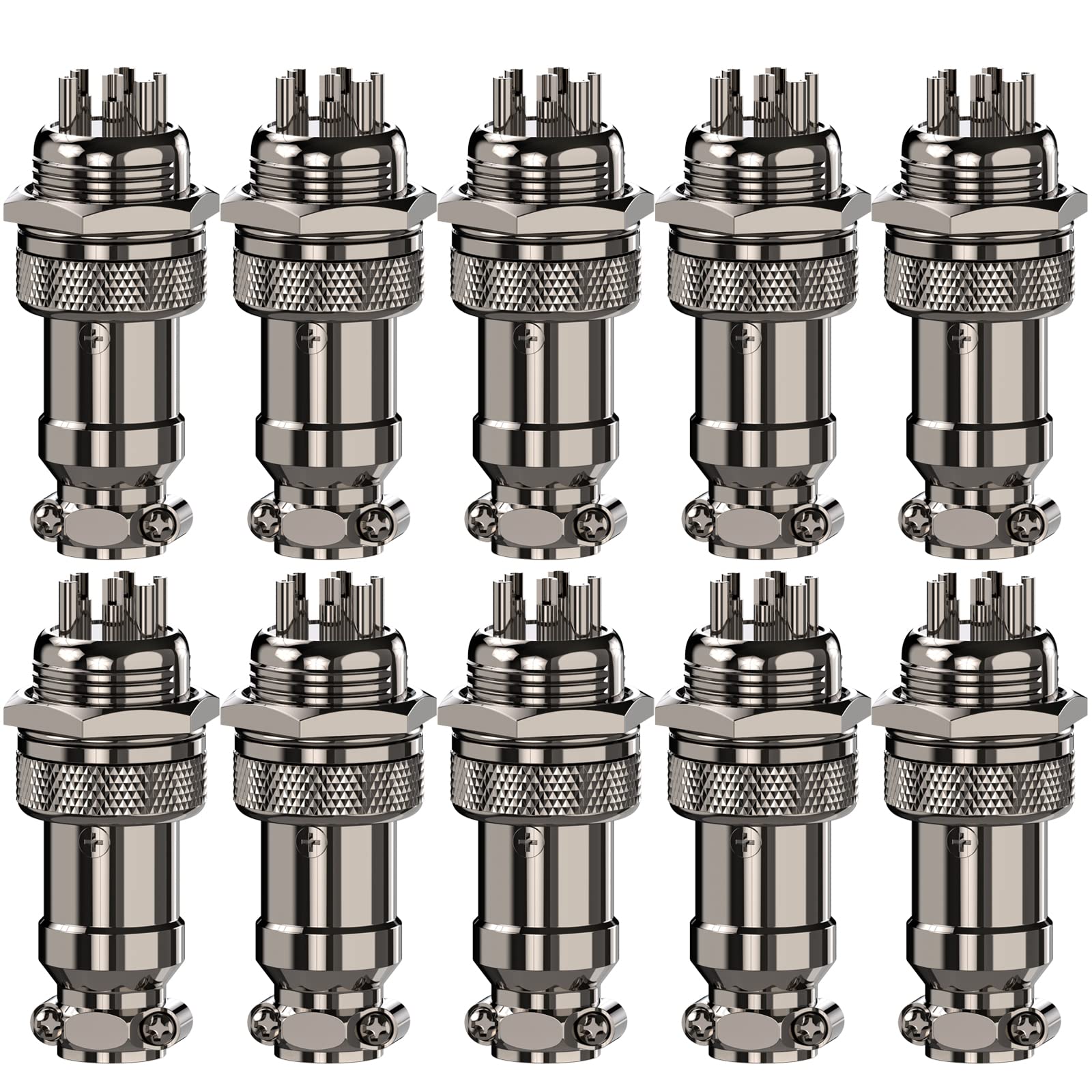CLDIY GX16 6 Pin Panel Mount Round Metal Aviation Plug Adapter Male Female Plug Metal Socket (10 pcs)