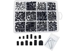 HIQTRADEBYJJ 500pcs Set Screws, Grub Screw Set, Set Screws Assortment Kit M3 M4 M5 M6 M8 for Home Repair, Repair Furniture, Electronic Product, Install Door Lock, DIY, Fixtures, 12 Sizes