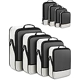 4 PCS Set Compression Packing Cubes for Travel, Lightweight Packaging Organizer Bags for Carry On Space Saving, Travel Essentials Cubes for Suitcase Backpack, Beige