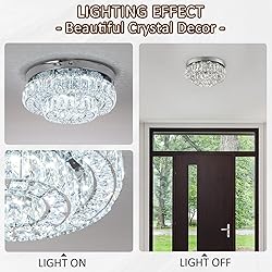 HOPGGIE 11.8" 2-Tier Crystal Chandelier LED Ceiling