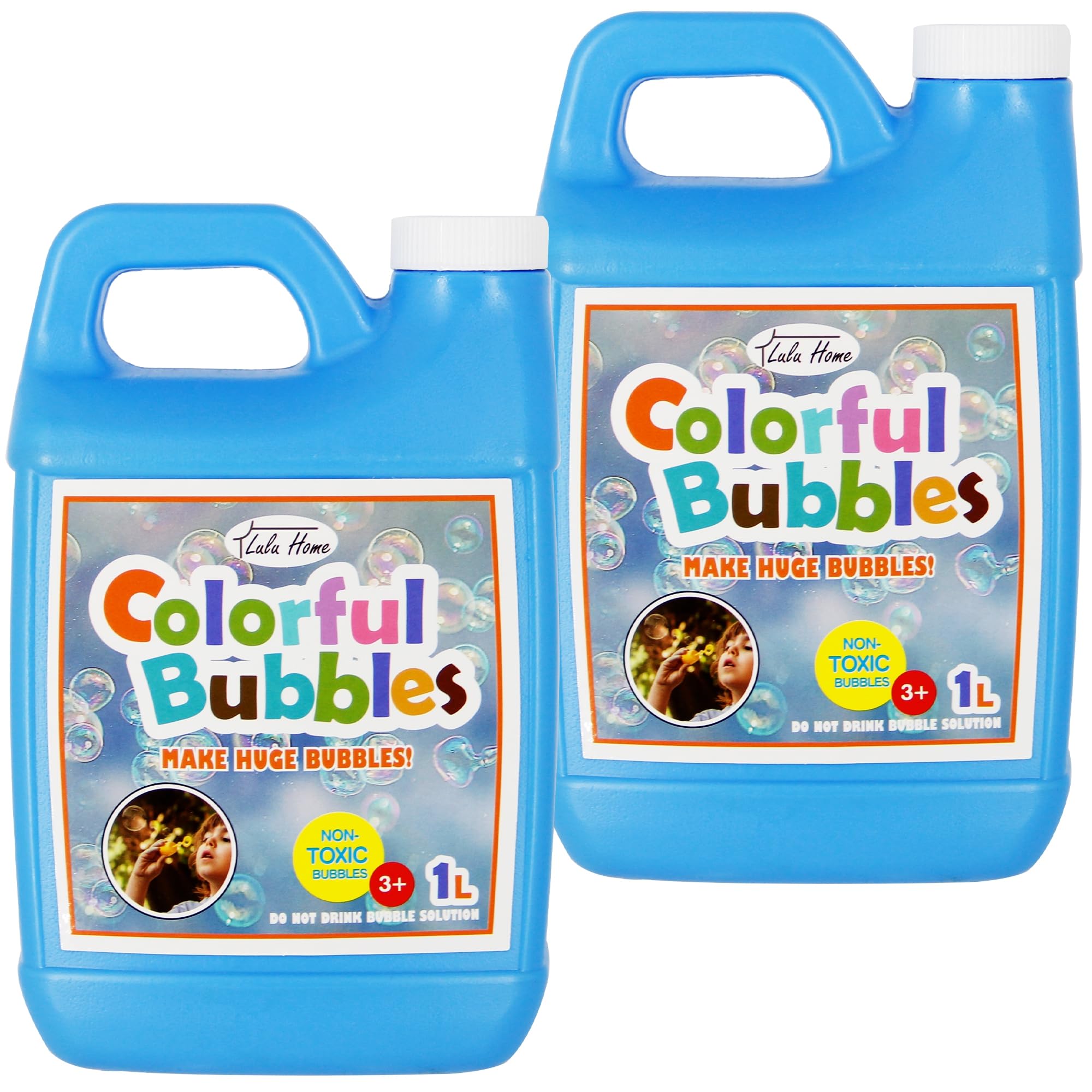Lulu Home 2 Pack Bubble Solution, 2 L/67.6 OZ - Giant Bubble Wand & Blower, Halloween/Birthday Party Favors - Up to 5 Gallons