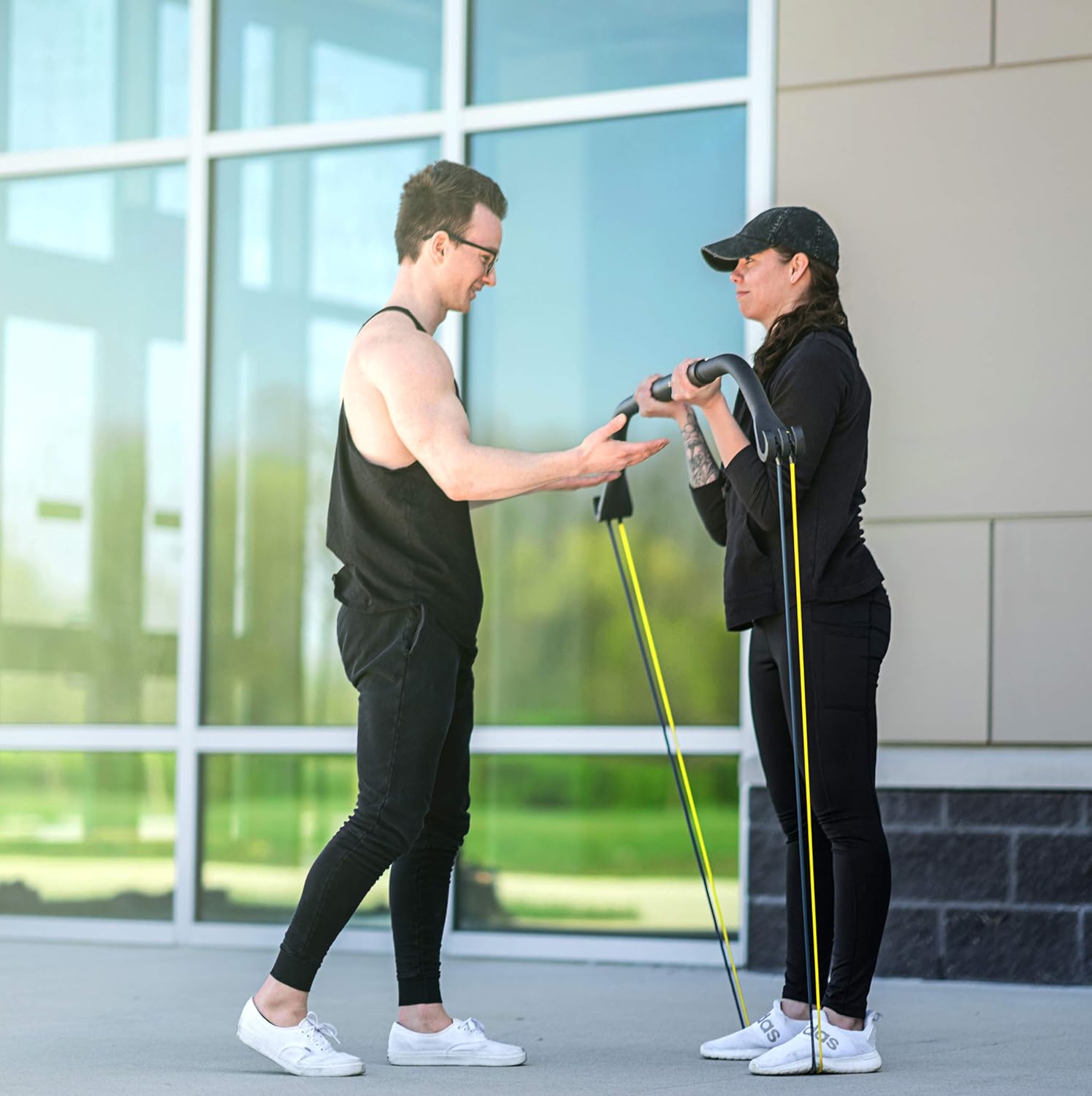 NYPOT Bow Portable Home Gym - Resistance Bands Workout Kit - Fitness Equipment Set - 4 Resistance Bands - Full Body Training Kit - Weightlifting & Exercise Kit for Men & Women - Bar System for Travel : Sports & Outdoors