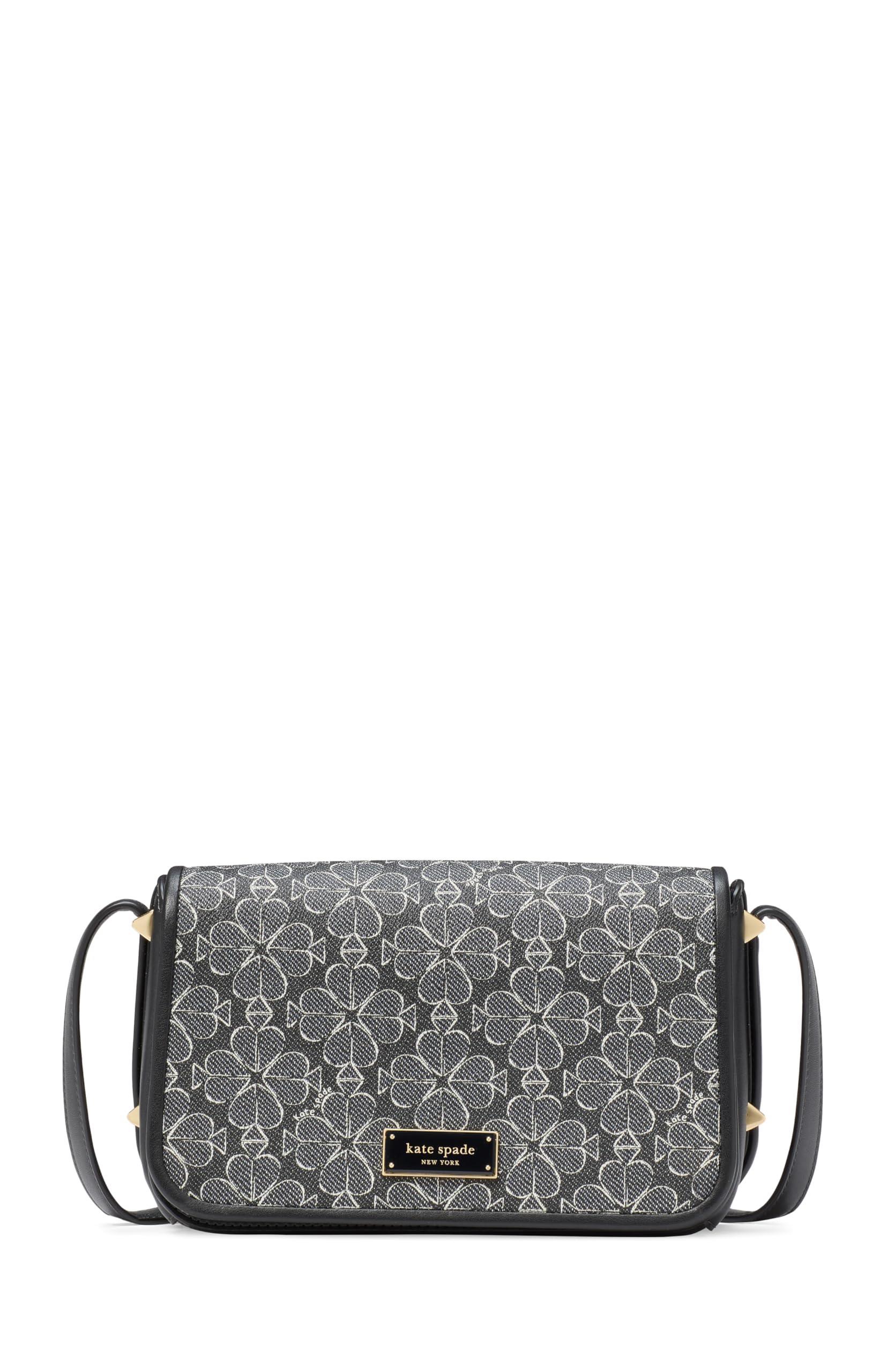 kate spade new york Spade Flower Coated Canvas Small Flap Crossbody, Black Multi