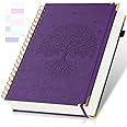 Spiral Notebook, College Ruled Notebook, 8.5" x 11", 300 Pages Leather Journals for Writing, A4 Hardcover Journaling Notebooks for Work School, 24pcs Tabs, Large Embossed Journal for Women Men, Purple