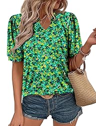 KISSMODA Women's Tunic Tops Casual V Neck Short